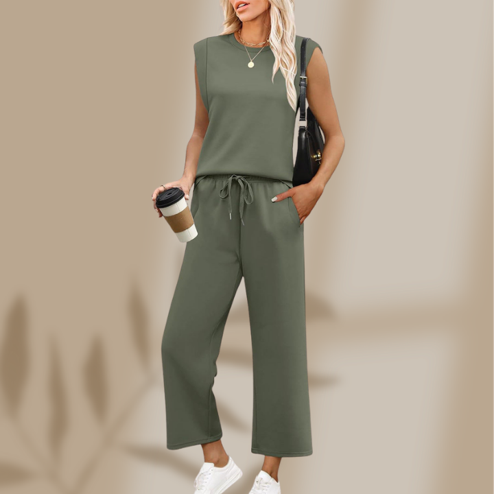 Leona —  Sleeve Top & Wide-Leg Crop Set