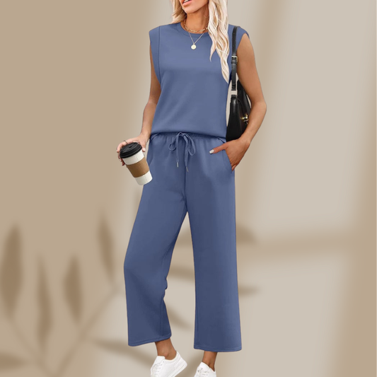 Leona —  Sleeve Top & Wide-Leg Crop Set