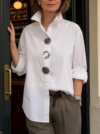 Elegant cotton and linen blouse - Comfortable loose blouse