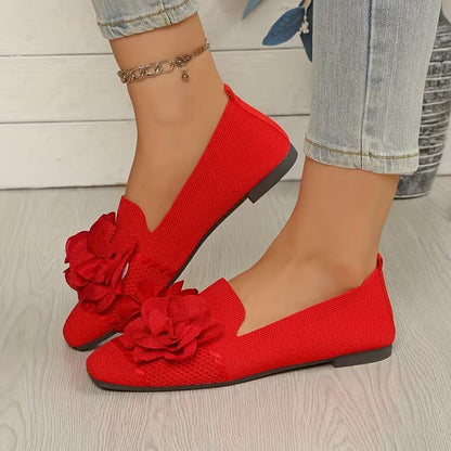 Women's Floral Mary Jane Shoes - Comfortable Flat Heel
