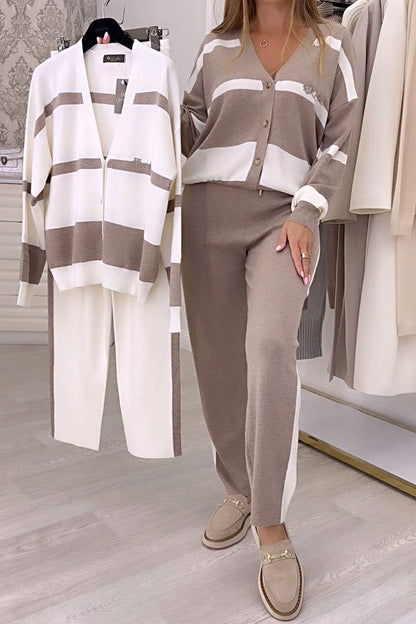 Fashionable Knitted Sweater - Stylish Two-Piece Set