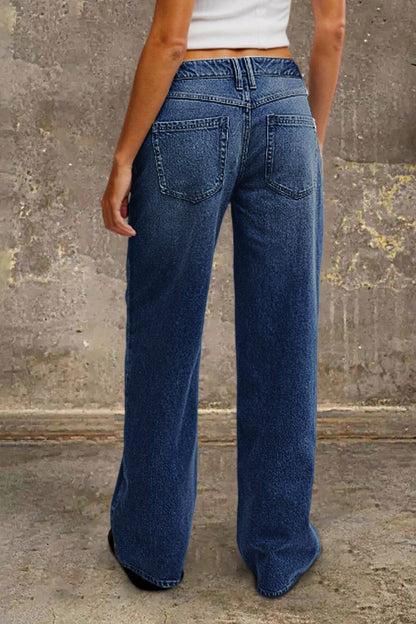 Straight Leg Jeans - Stylish Mid Rise Jeans