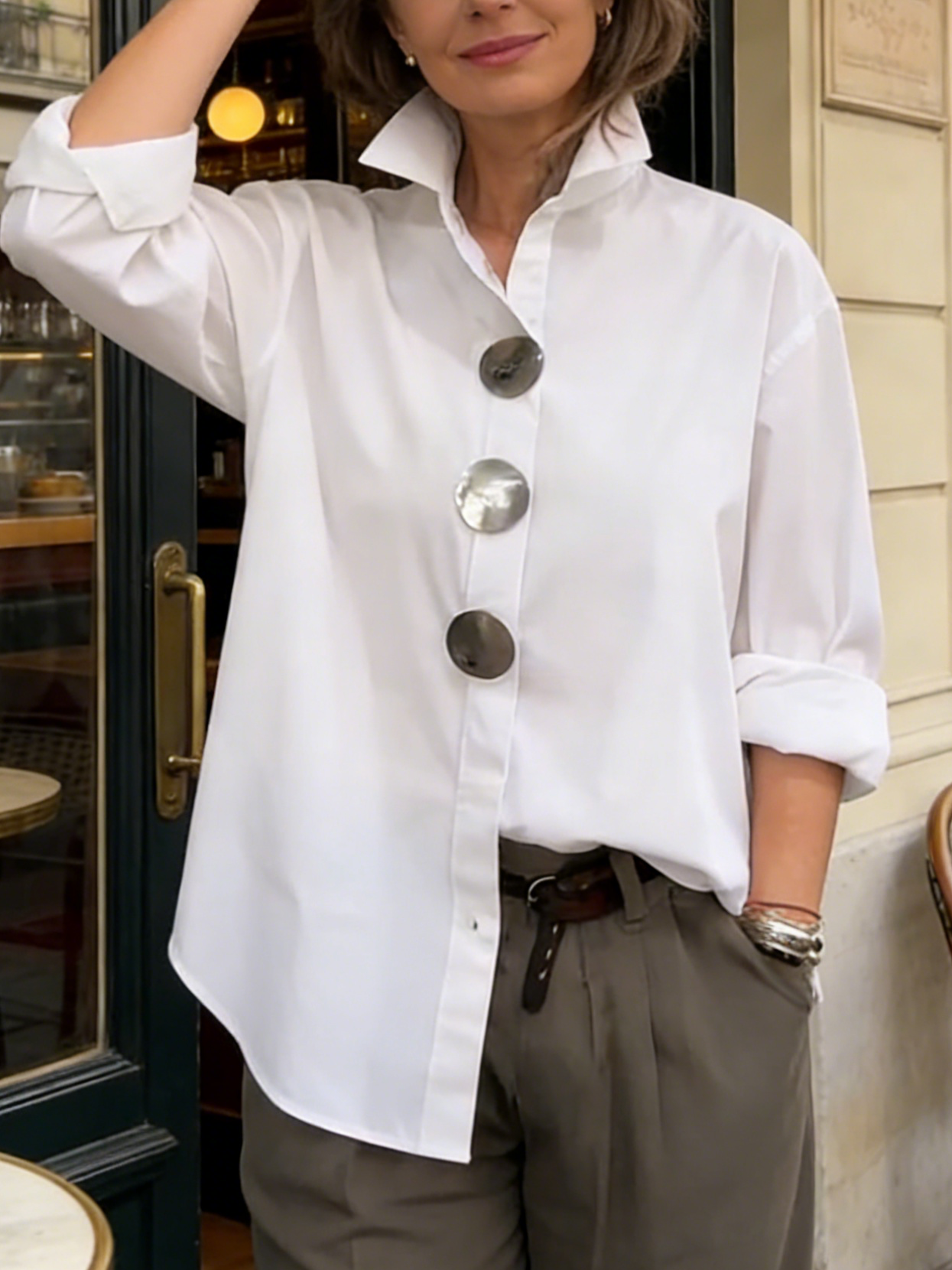 Elegant cotton and linen blouse - Comfortable loose blouse