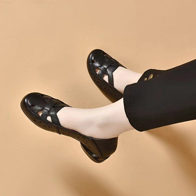 Slip-On Leather Shoes with Cutouts