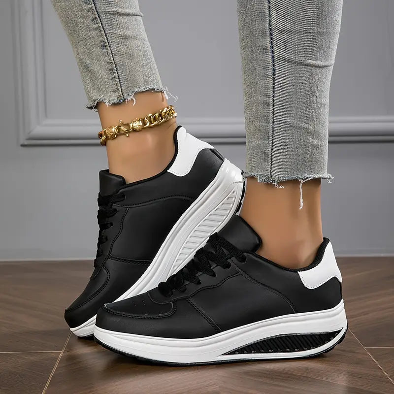 Women's Casual Fashion - Breathable Platform Wedge Sneakers