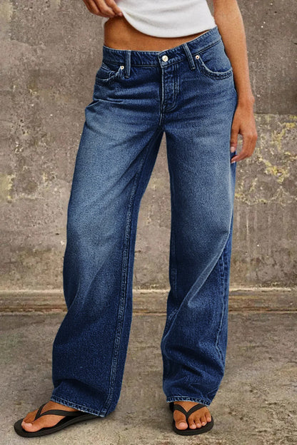 Straight Leg Jeans - Stylish Mid Rise Jeans