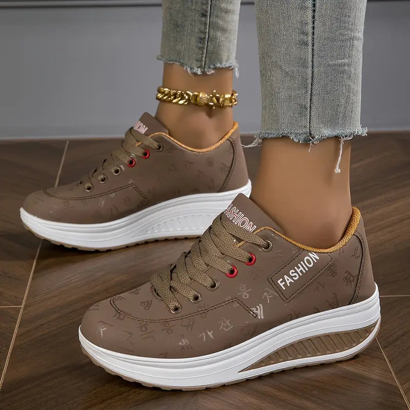 Women's Casual Fashion - Breathable Platform Wedge Sneakers