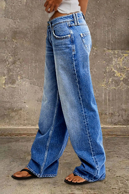 Straight Leg Jeans - Stylish Mid Rise Jeans