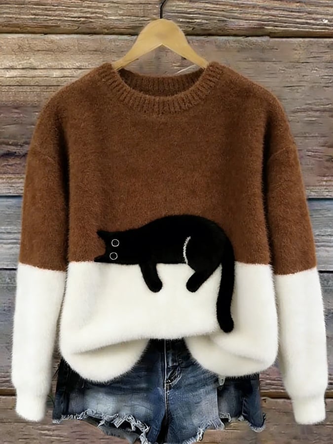 Caitlin - Comfortable Casual Cat Graphic Jumper