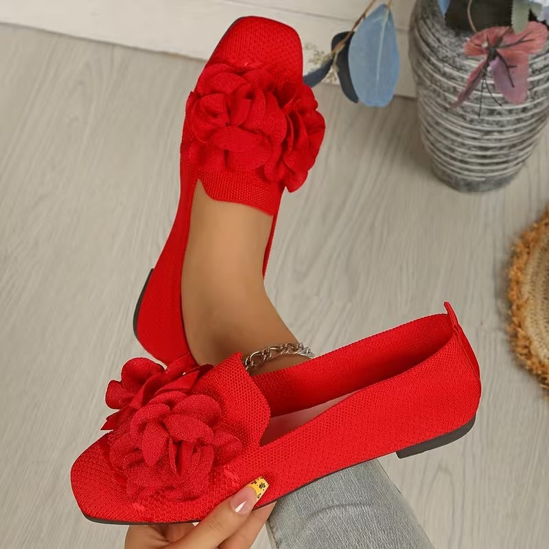 Women's Floral Mary Jane Shoes - Comfortable Flat Heel