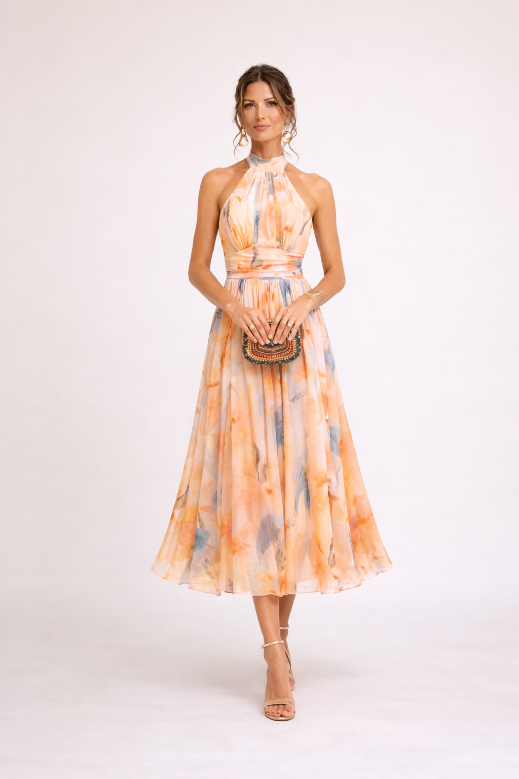Camille — Watercolor Halter Dress