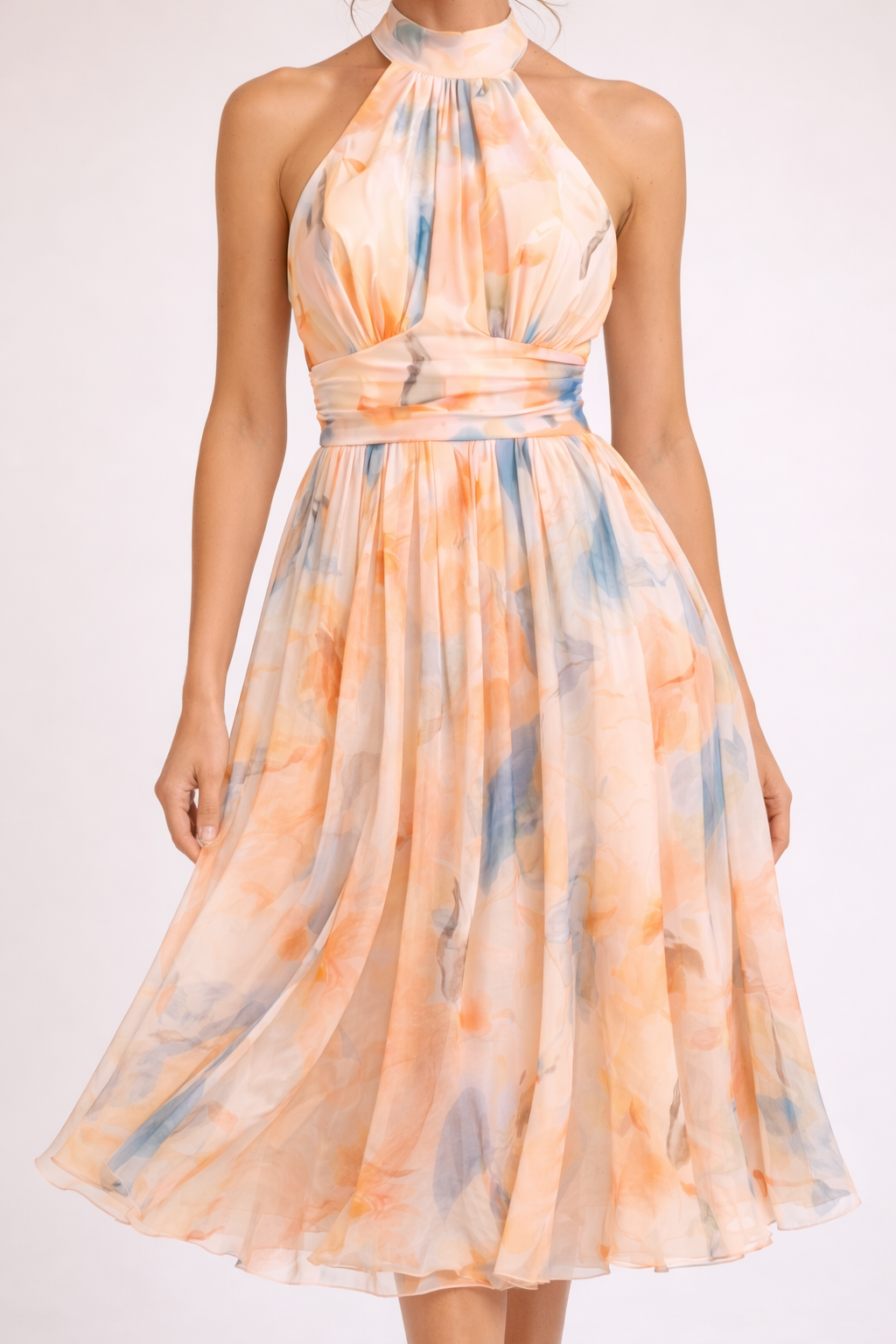 Camille — Watercolor Halter Dress