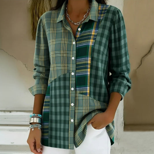 Vintage Checkered Shirt - Stylish Cotton-Polyester Blend Shirt