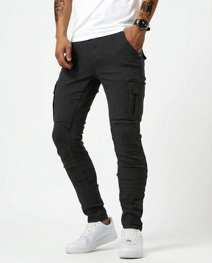 Navy Elastic Cargo Pants
