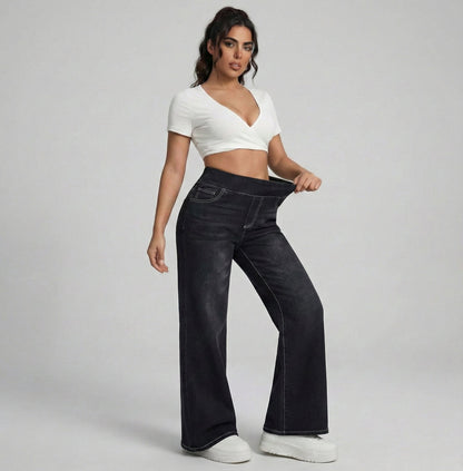 Wide-leg Pants with Abdomen Control