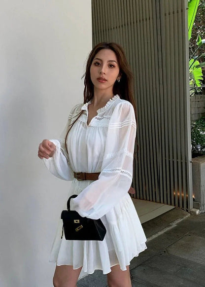 Summer French Style White Shirt Dress