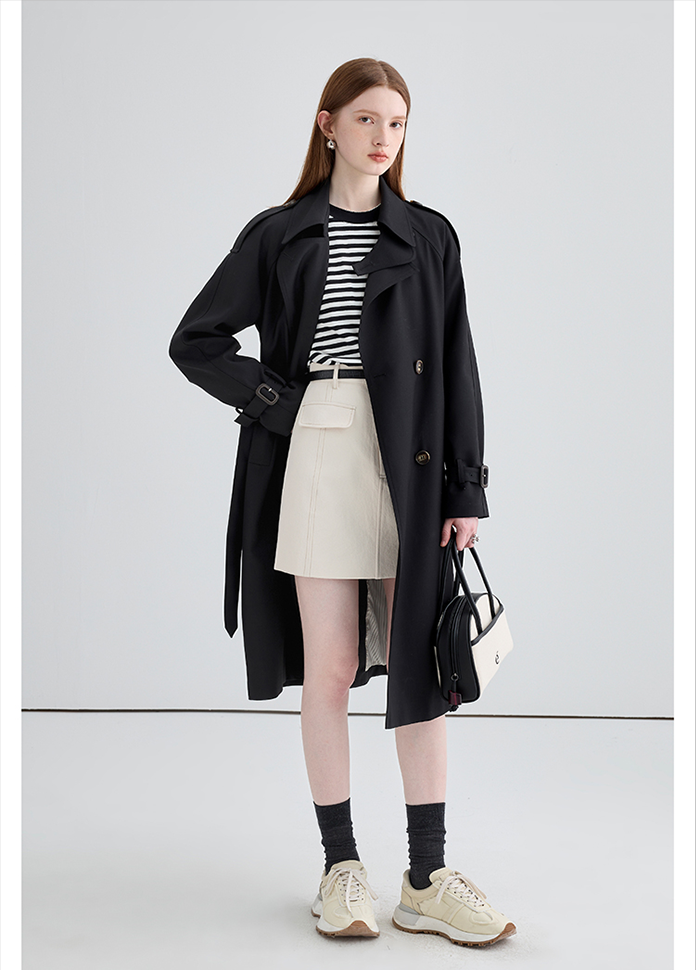 Mid-Length British Style Trench Coat