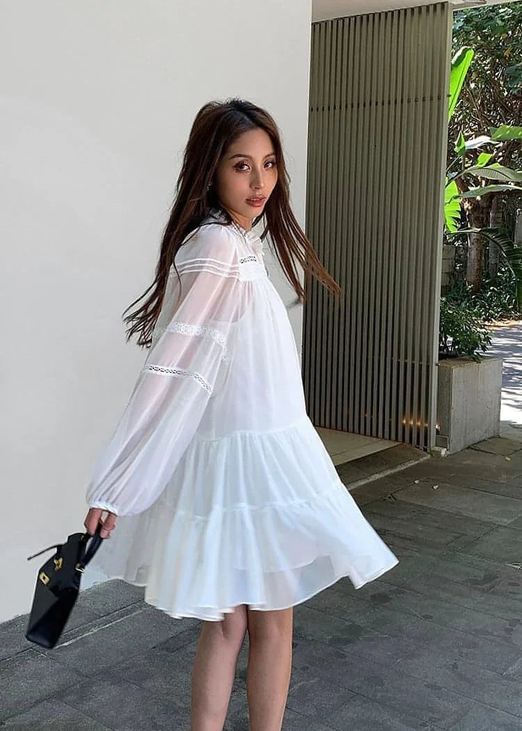Summer French Style White Shirt Dress