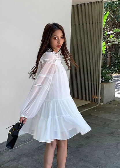 Summer French Style White Shirt Dress