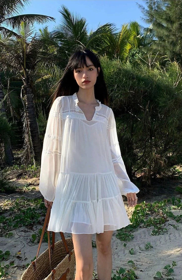 Summer French Style White Shirt Dress