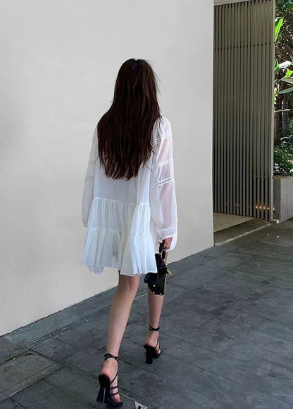 Summer French Style White Shirt Dress