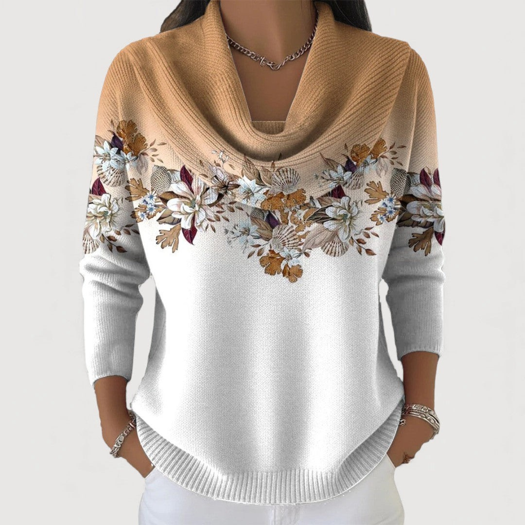 Alora - Soft Floral Sweater with Soft Collar