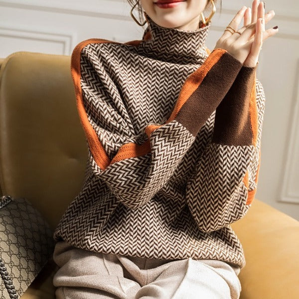 Clemence | Turtleneck Sweater with Contrasting Stripes