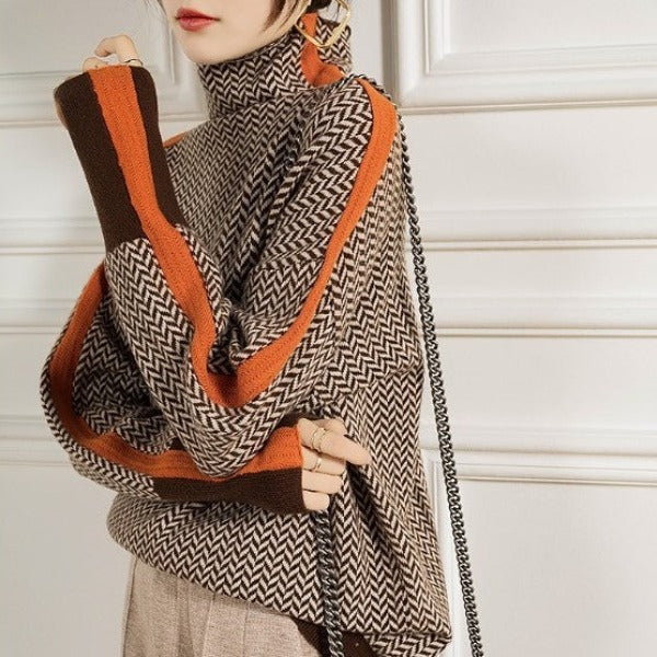 Clemence | Turtleneck Sweater with Contrasting Stripes