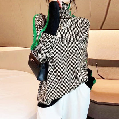 Clemence | Turtleneck Sweater with Contrasting Stripes