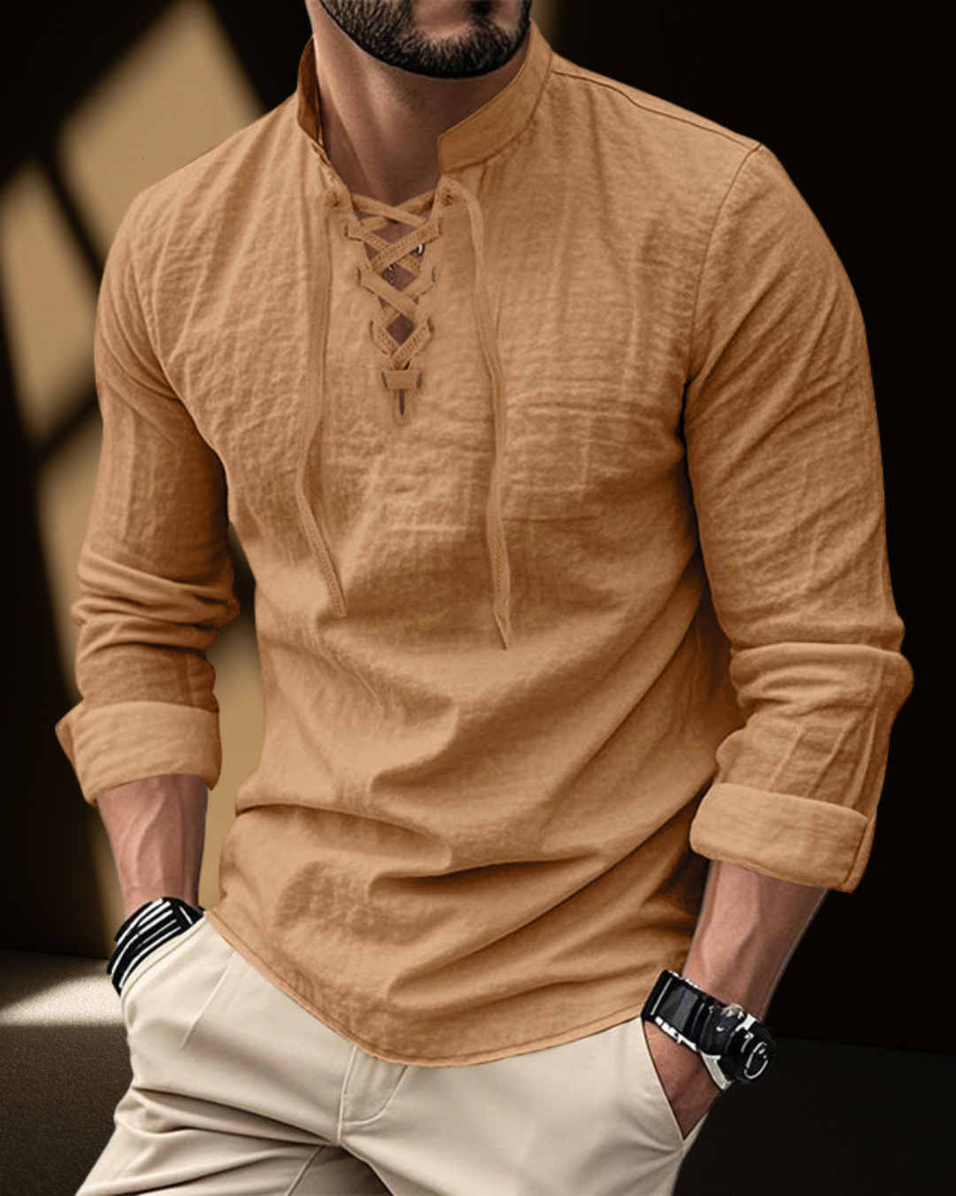 Renaissance Lace-Up V-Neck Shirt