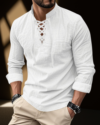 Renaissance Lace-Up V-Neck Shirt
