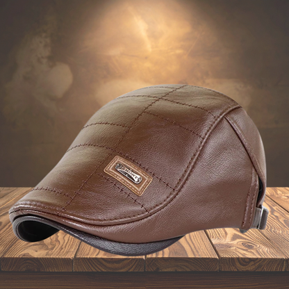 Maison — Leather Newsboy Flat Cap
