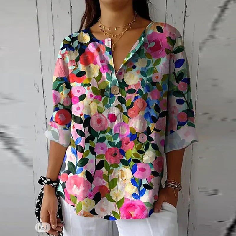 Floral Blouse in Lightweight Fabric - Elegant Floral Blouse