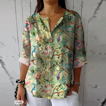 Floral Blouse in Lightweight Fabric - Elegant Floral Blouse