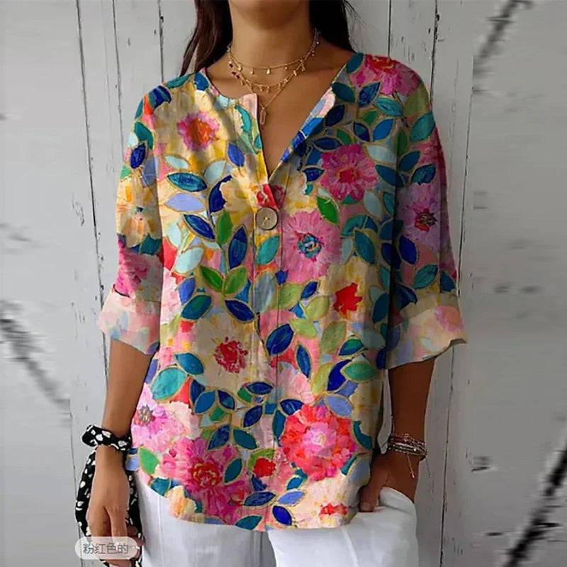 Floral Blouse in Lightweight Fabric - Elegant Floral Blouse