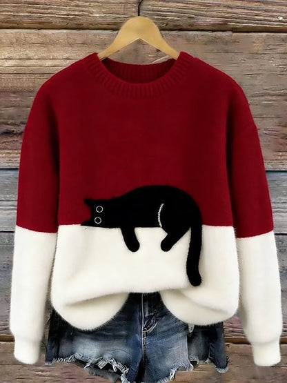 Caitlin - Comfortable Casual Cat Graphic Jumper