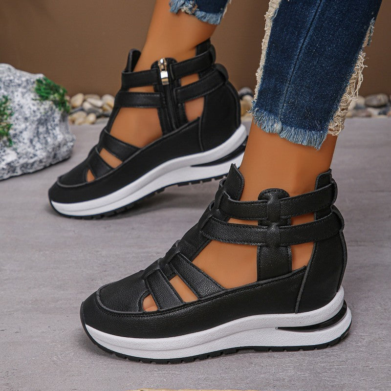 Comfortable, lightweight wedge sandals with side zipper