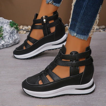 Comfortable, lightweight wedge sandals with side zipper