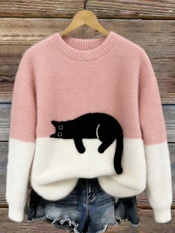 Caitlin - Comfortable Casual Cat Graphic Jumper