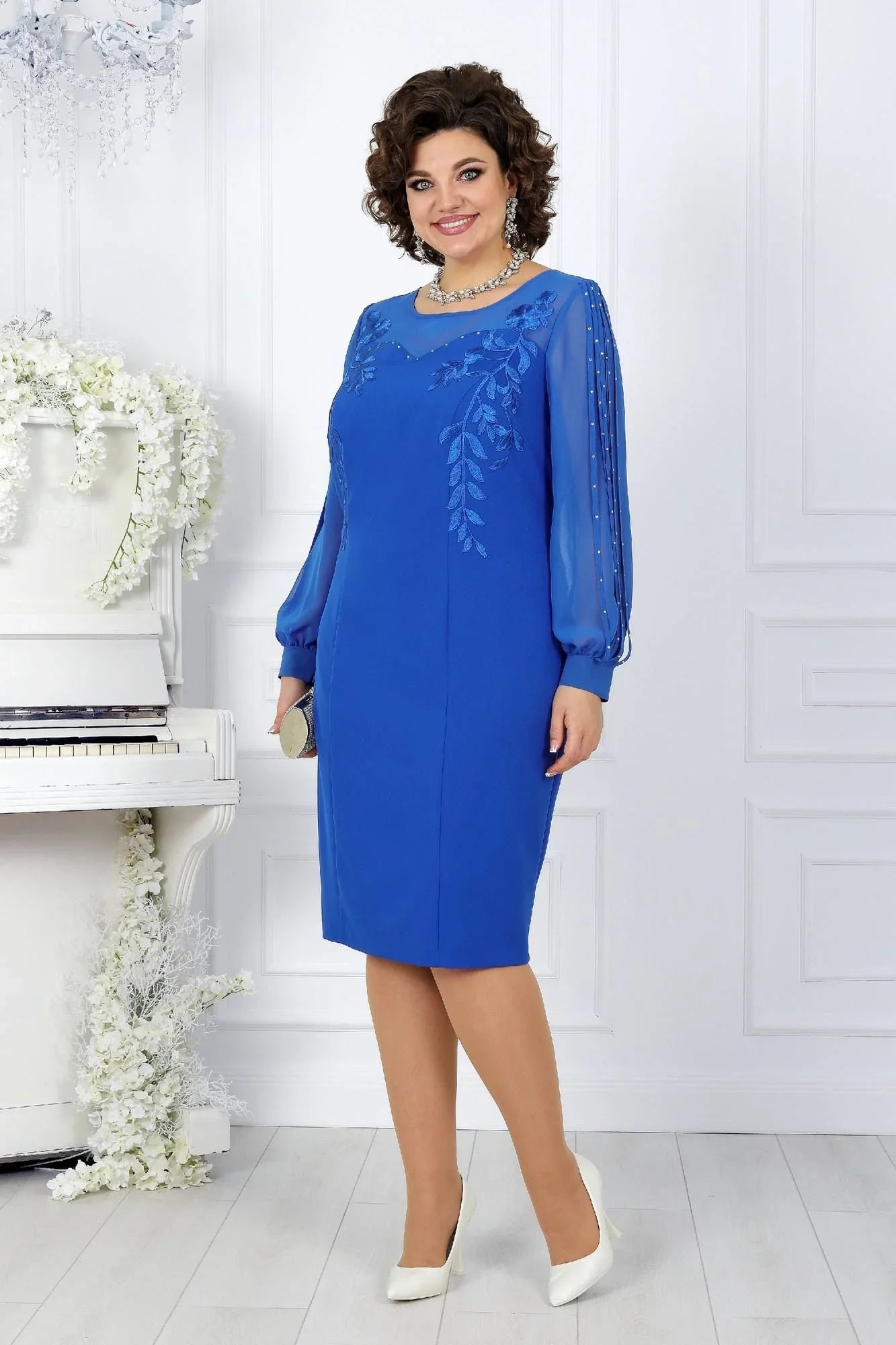 Elegant - Chiffon & Lace Detail Dress