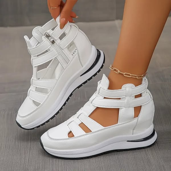 Comfortable, lightweight wedge sandals with side zipper