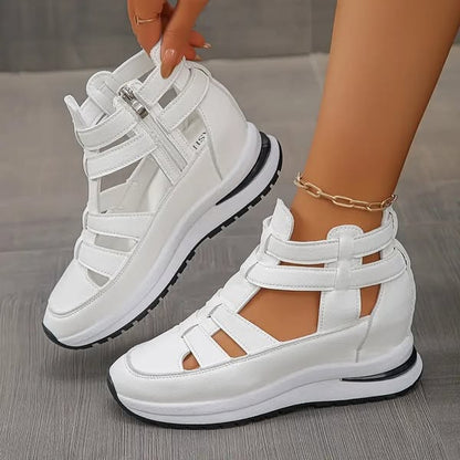 Comfortable, lightweight wedge sandals with side zipper