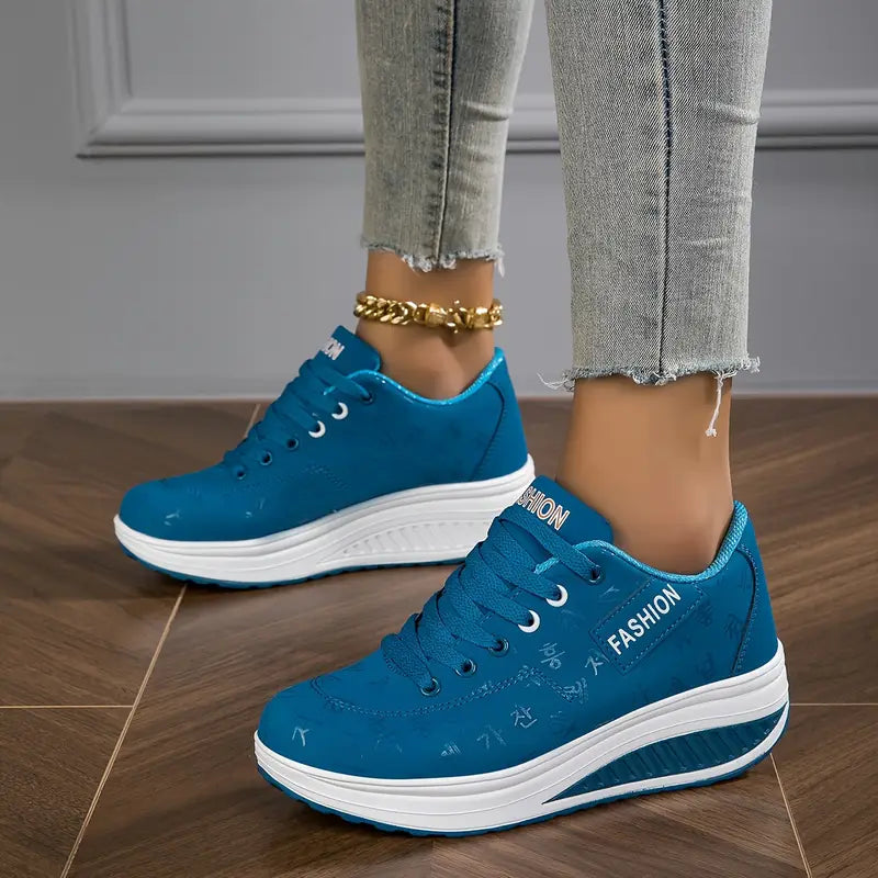 Women's Casual Fashion - Breathable Platform Wedge Sneakers