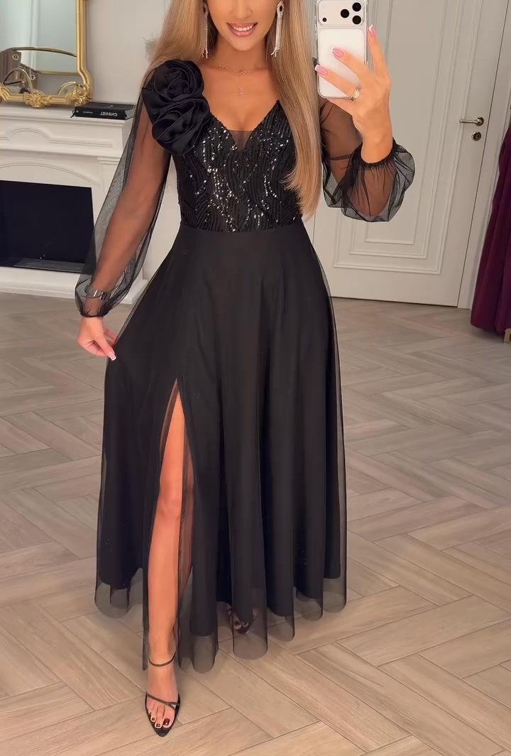 Elegant Lace Sleeve Dress - Comfortable Elegant Dress