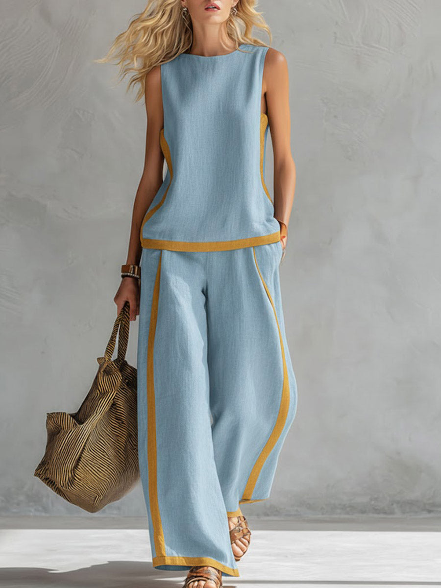 Women's Casual Loose Pants with Round Neck
