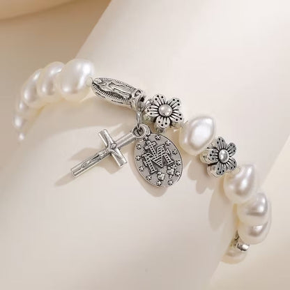 Serenity - Elegant Virgin Mary Daisy Bracelet