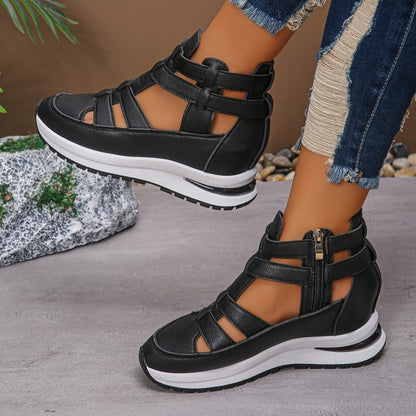 Comfortable, lightweight wedge sandals with side zipper