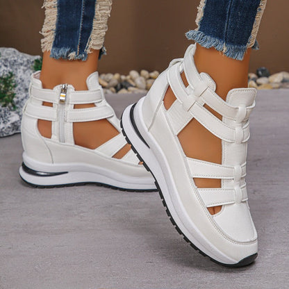 Comfortable, lightweight wedge sandals with side zipper