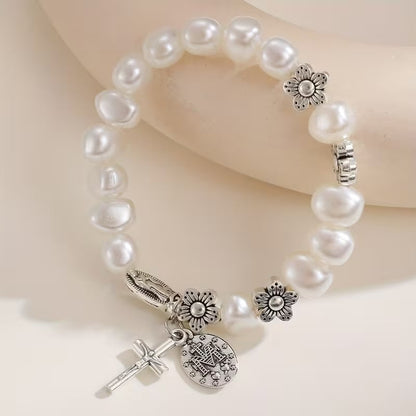 Serenity - Elegant Virgin Mary Daisy Bracelet