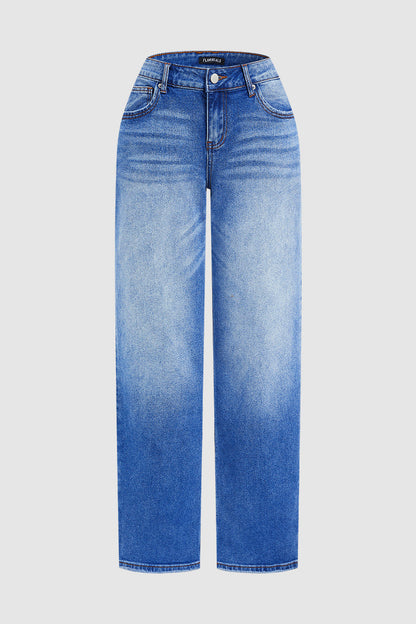 Straight Leg Jeans - Stylish Mid Rise Jeans